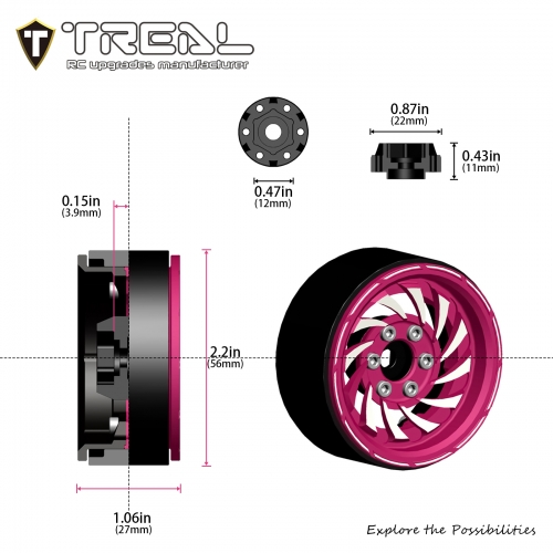 TREAL 1.9 Beadlock Wheels - Cyclone Style CNC Machined Aluminum