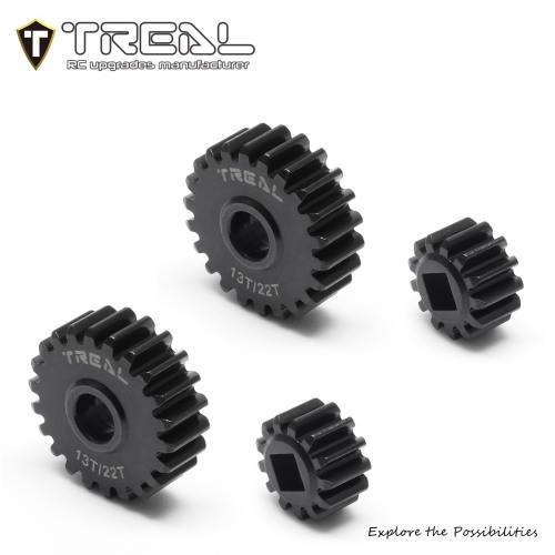 TREAL SCX10 III/Capra Overdrive Portal Gears 13T/22T Harden Steel Gears Compatible with Axial 1/10 SCX10 3 Capra, Overdrive 13%