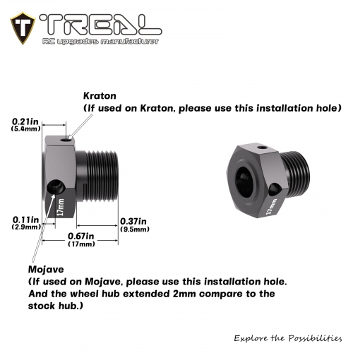 TREAL 7075 Aluminum 17mm Hex Hubs Adaptors Wheel Nuts Compatible