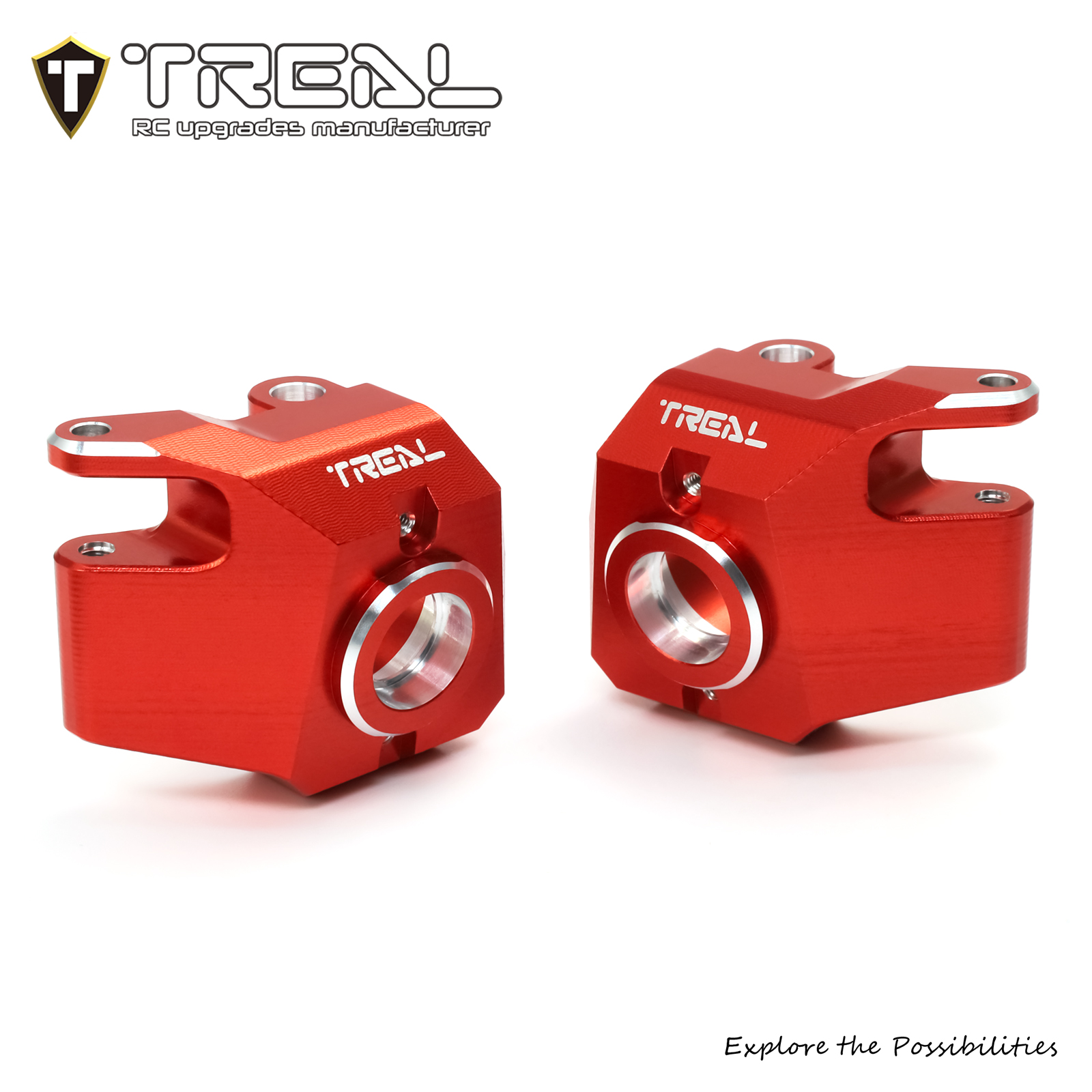 Treal 7075 Aluminum Front Steering Knuckles For Axial RBX10 Ryft RC Truck (Orange)