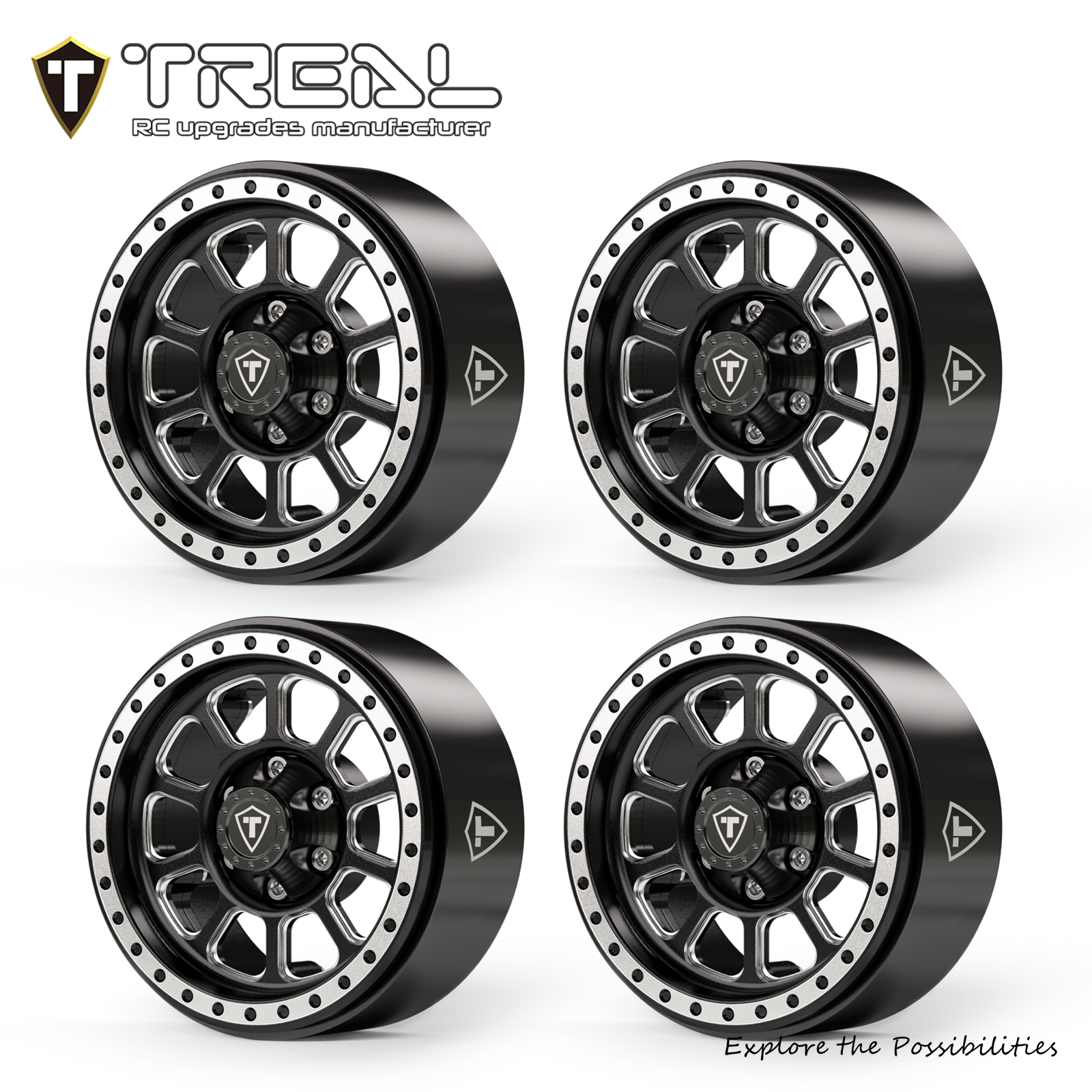 Treal 1.9 Beadlock Wheel Rims Heavy Duty CNC Aluminum 4pcs-Set for