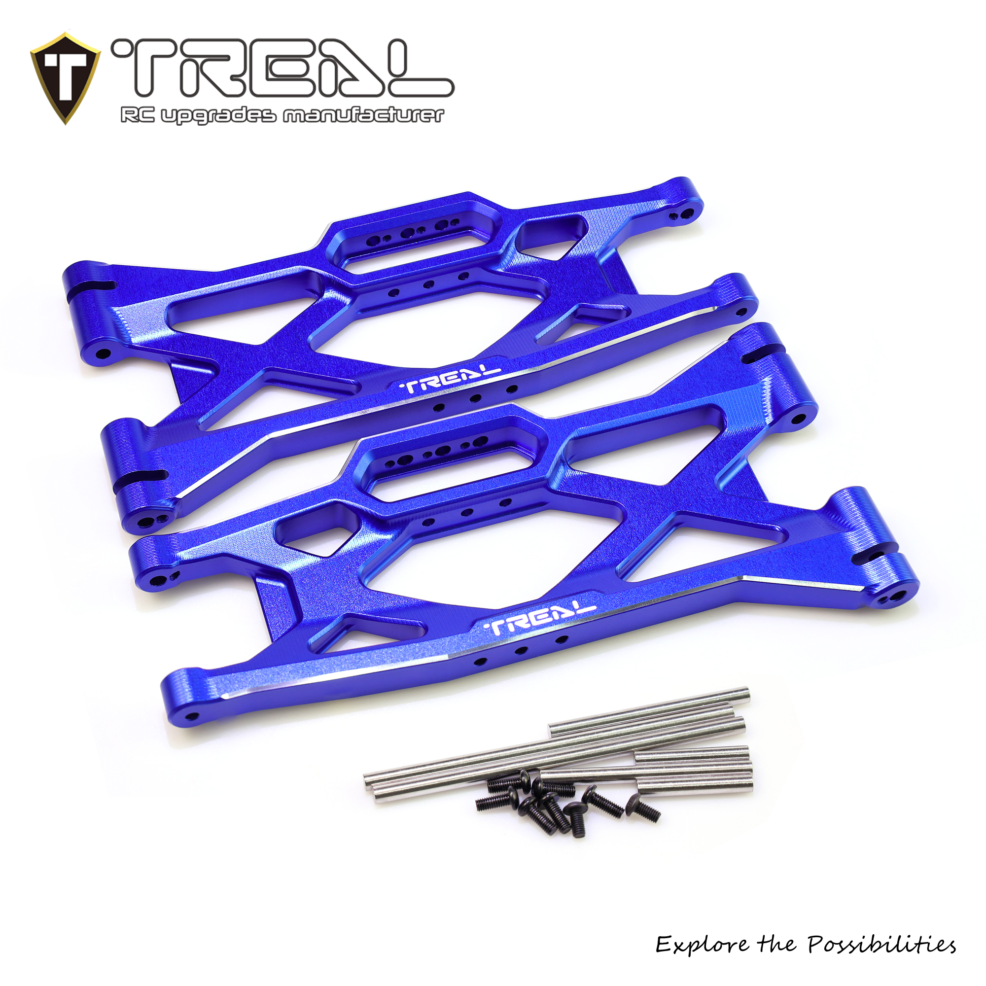 TREAL 7075 Aluminum Rear Lower Suspension A Arms for Traxxas 1:6