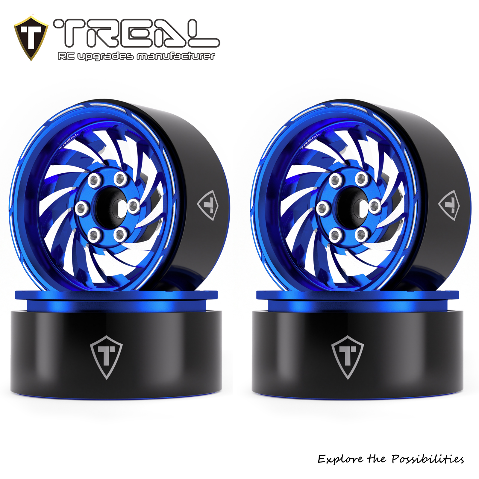 TREAL 1.9 Beadlock Wheels - Cyclone Style CNC Machined Aluminum