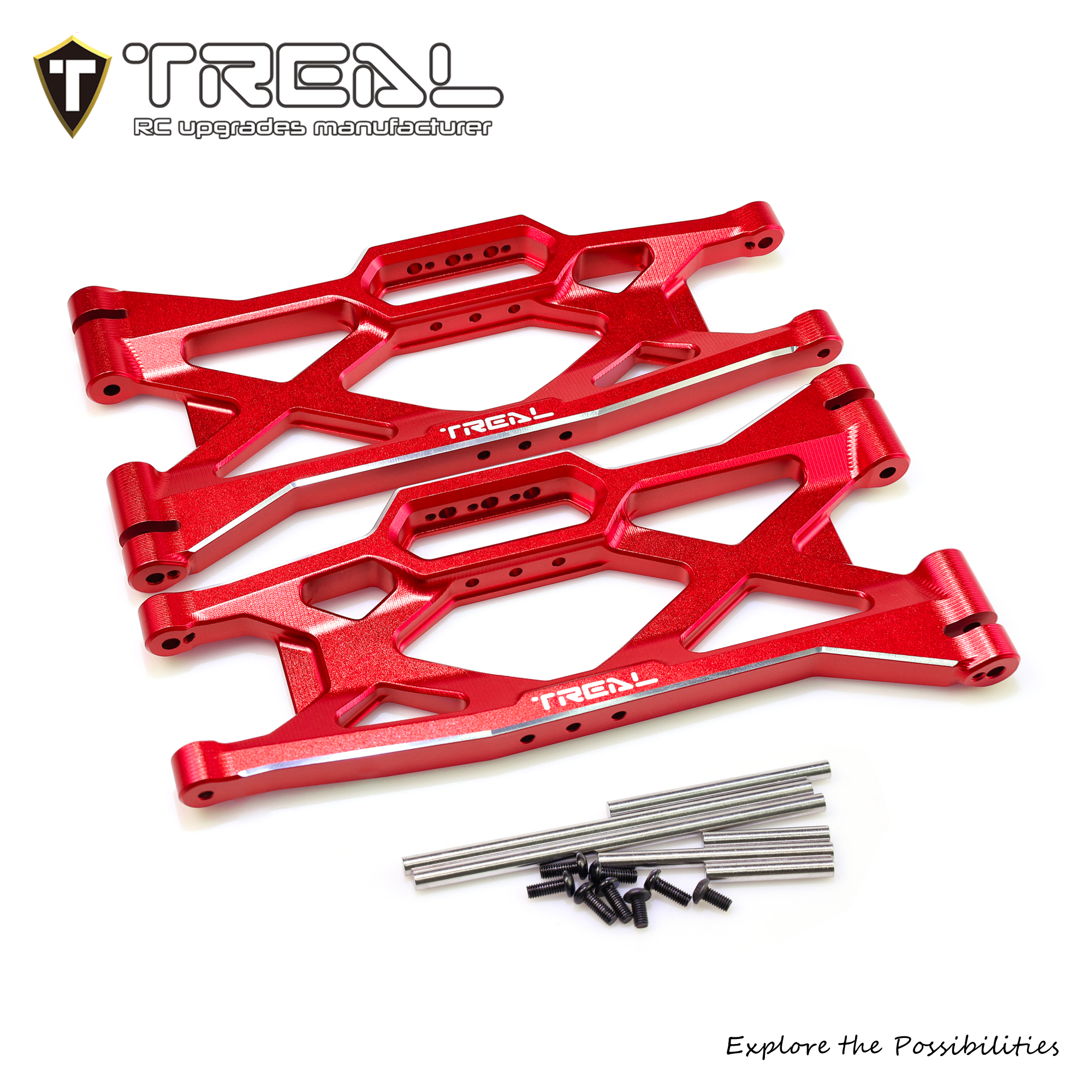 TREAL 7075 Aluminum Rear Lower Suspension A Arms for Traxxas 1:6