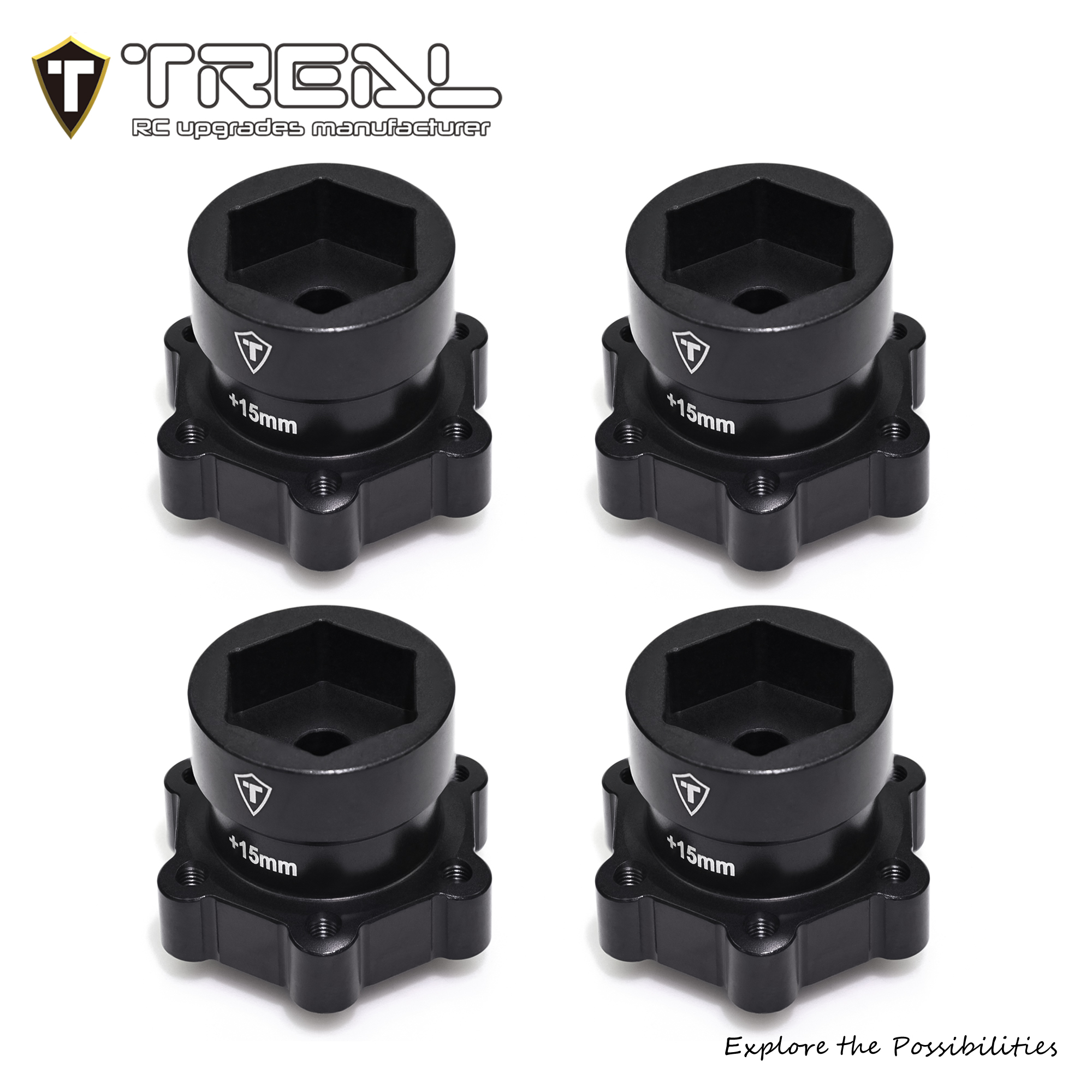 Treal Aluminum 7075 Wheel Hubs Spacers +15mm for Losi LMT