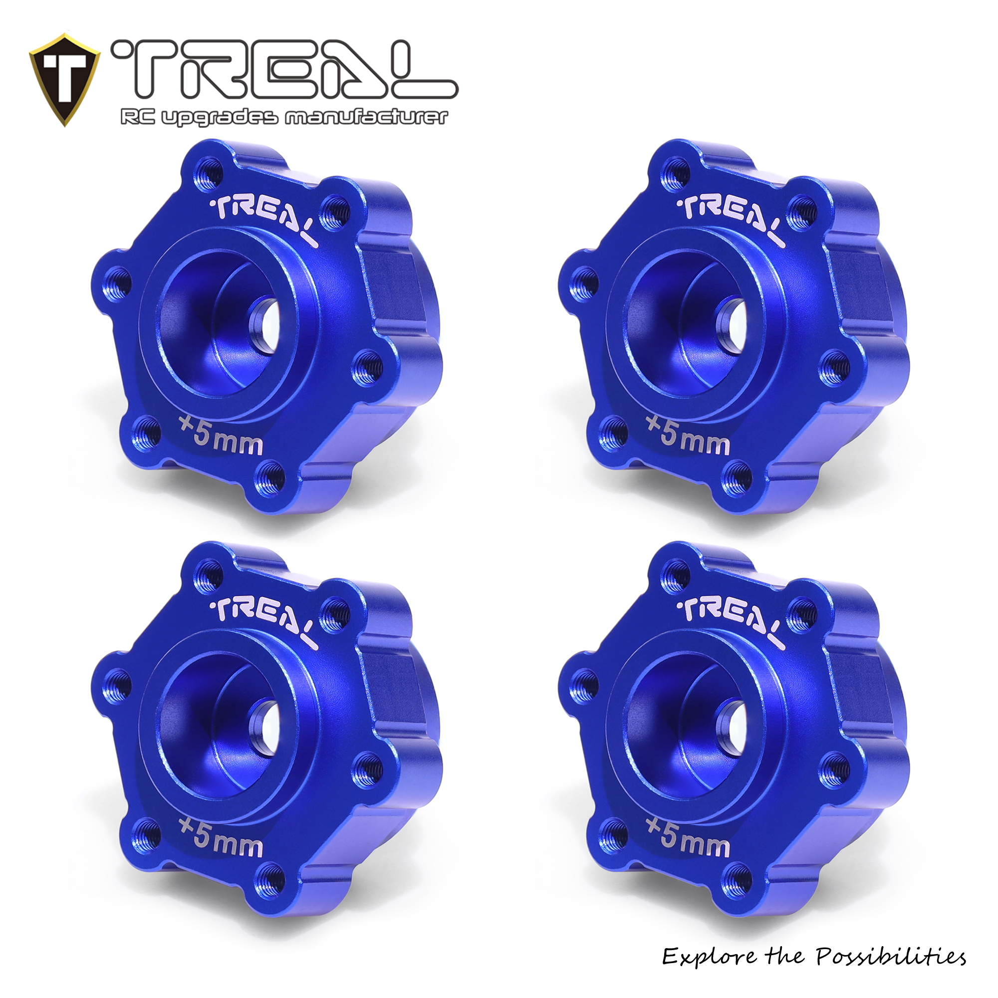 Treal Aluminum 7075 Wheel Hubs Spacers +5mm for Losi LMT