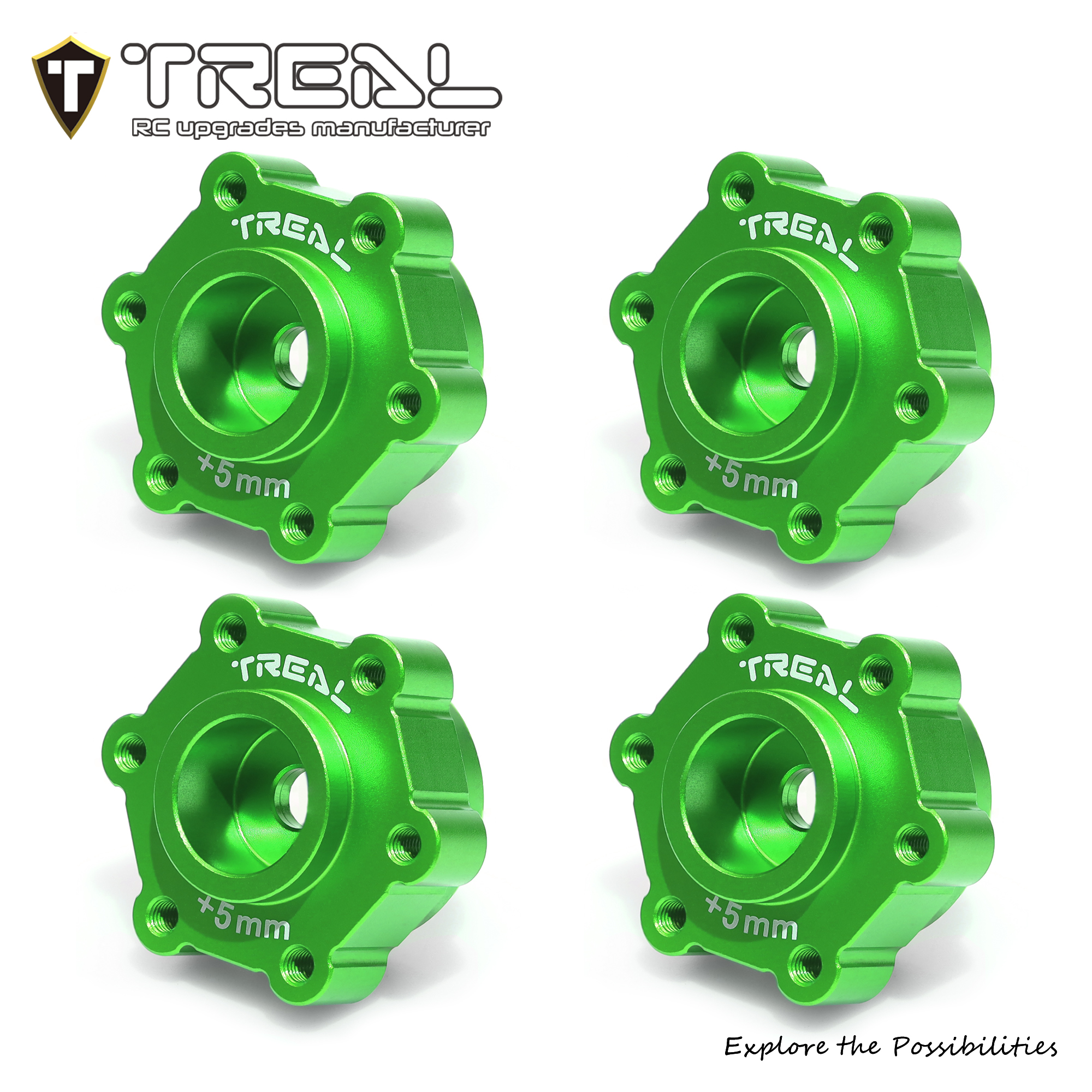 Treal Aluminum 7075 Wheel Hubs Spacers +5mm for Losi LMT
