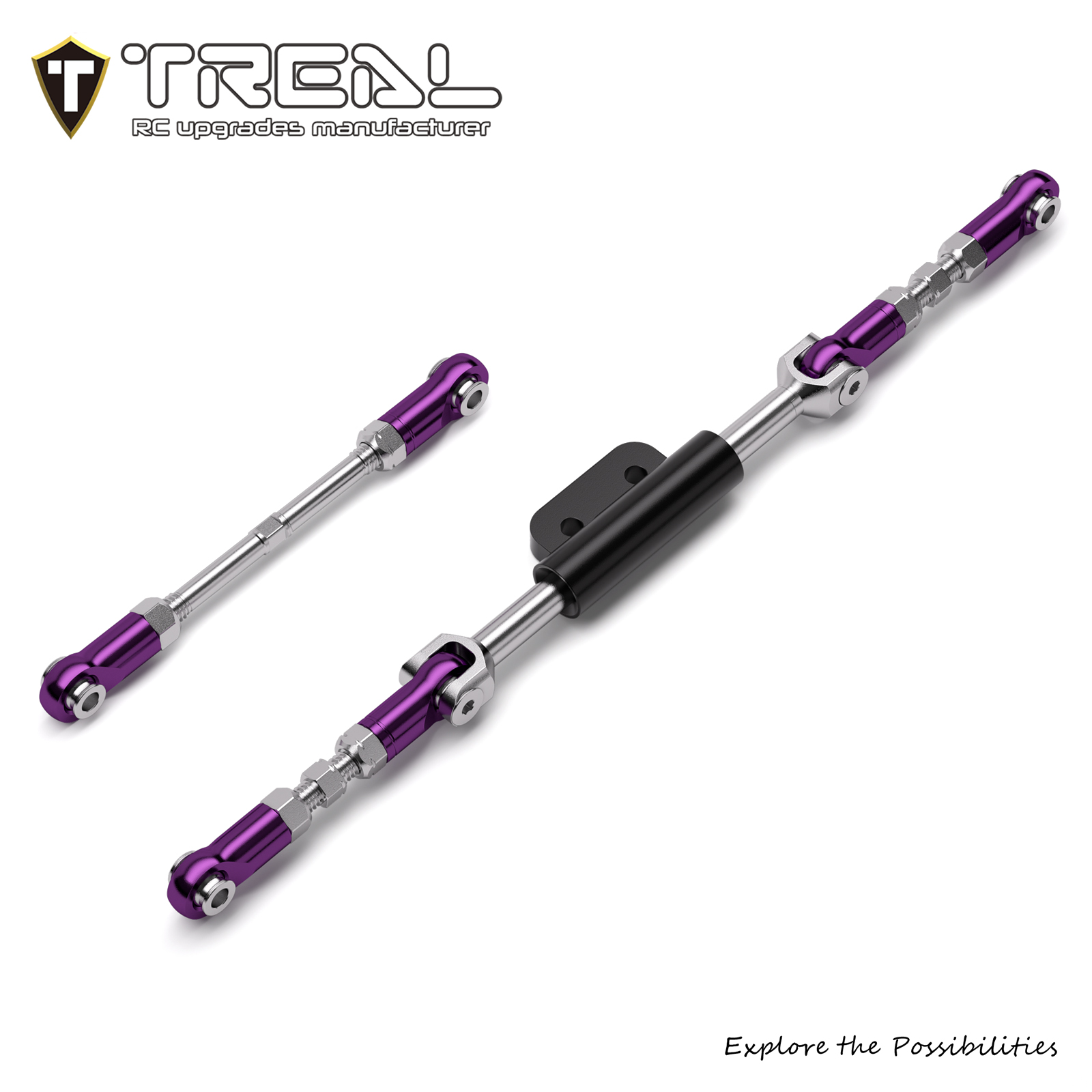 TREAL 7075 Aluminum Front Steering Link Set Drive Linkages for