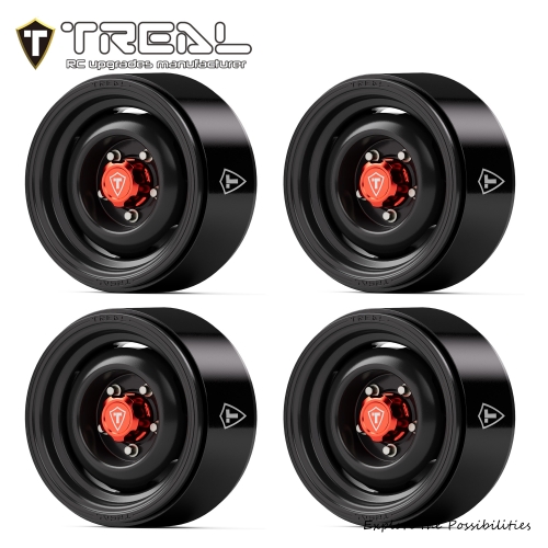TREAL 1.9" CNC Machined Retro-Style Vintage Wagon Beadlock Wheels for 1:10 Scale RC Crawlers-VTE20
