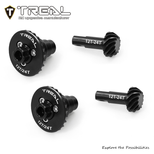 TREAL Heavy Duty Harden Steel Diff Ring & Pinion Gears Set 12T/24T for 1/18 Traxxas TRX4M TRX4MT
