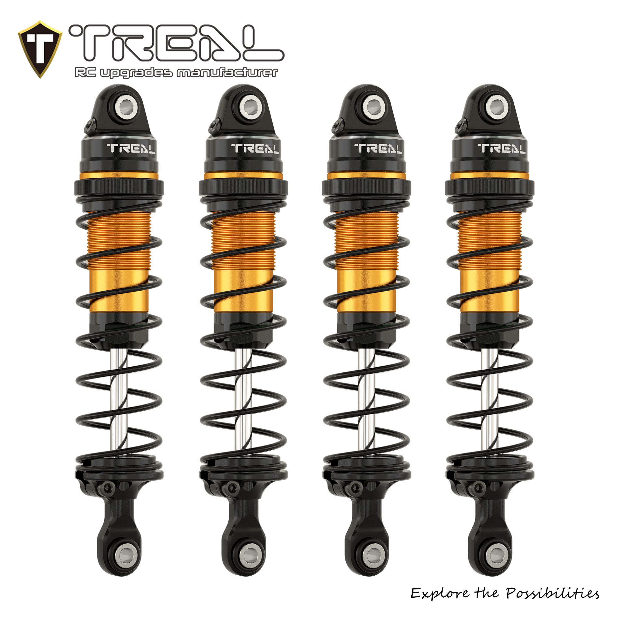 ●T-TRELL TREAL Aluminum Adjustable Shocks 88mm 4pcs Front and Rear for 1/16