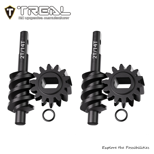 TREAL Harden Steel 2T/14T Axle Worm Gears Set(2) for 1/30 Axial SCX30, Overdrive 14%