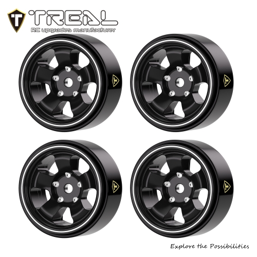TREAL Aluminum Beadlock Wheels (4P) 5-spoke 0.7'' Wheel for Axial SCX30-Type B