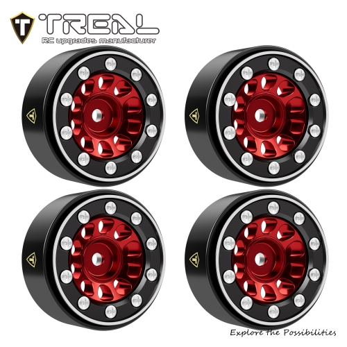 TREAL Aluminum Beadlock Wheels (4P) 0.7'' Wheel for Axial SCX30-Type E