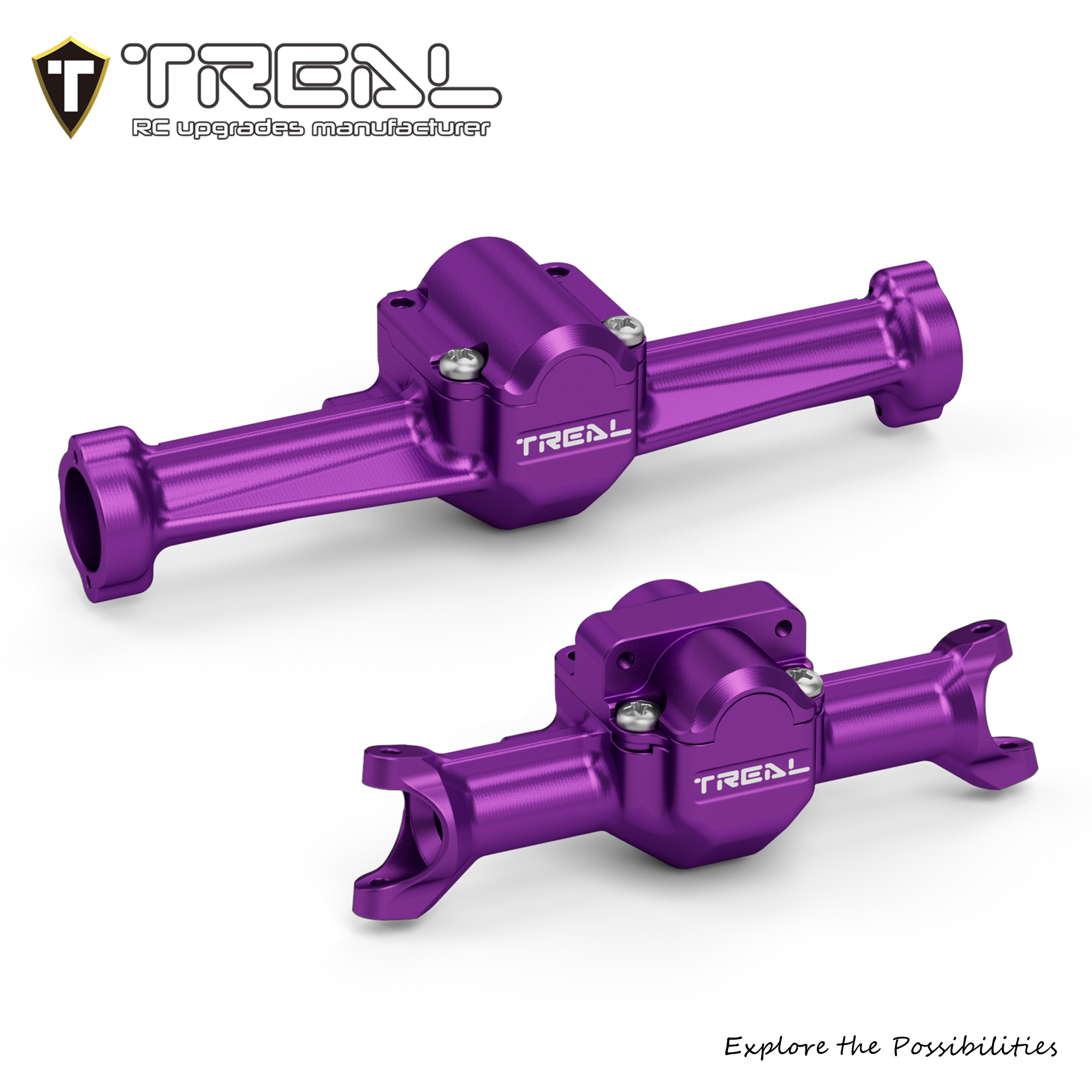 TREAL SCX30 Front and Rear Axle Housings Set CNC Machined 7075