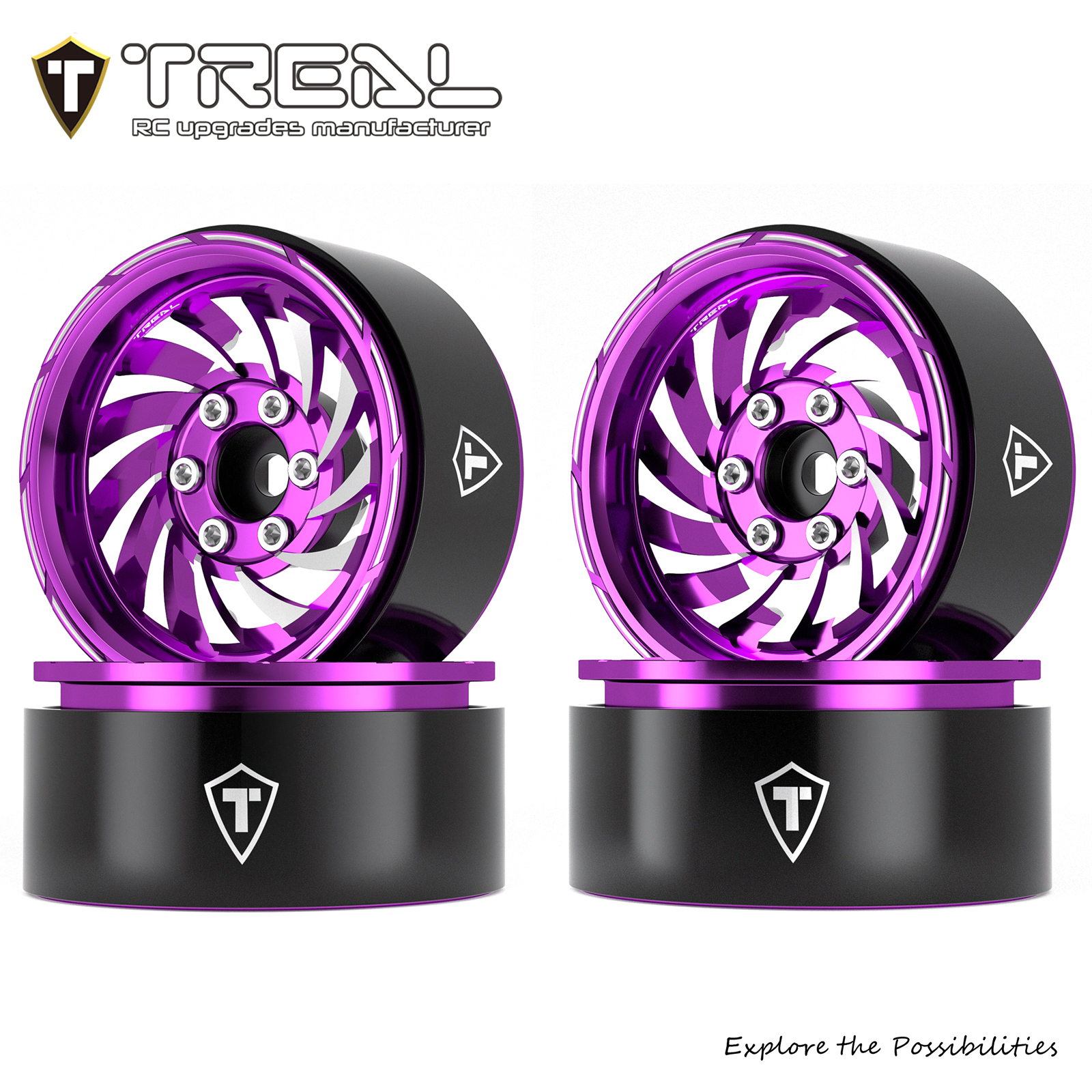 TREAL 1.9 Beadlock Wheels - Cyclone Style CNC Machined Aluminum