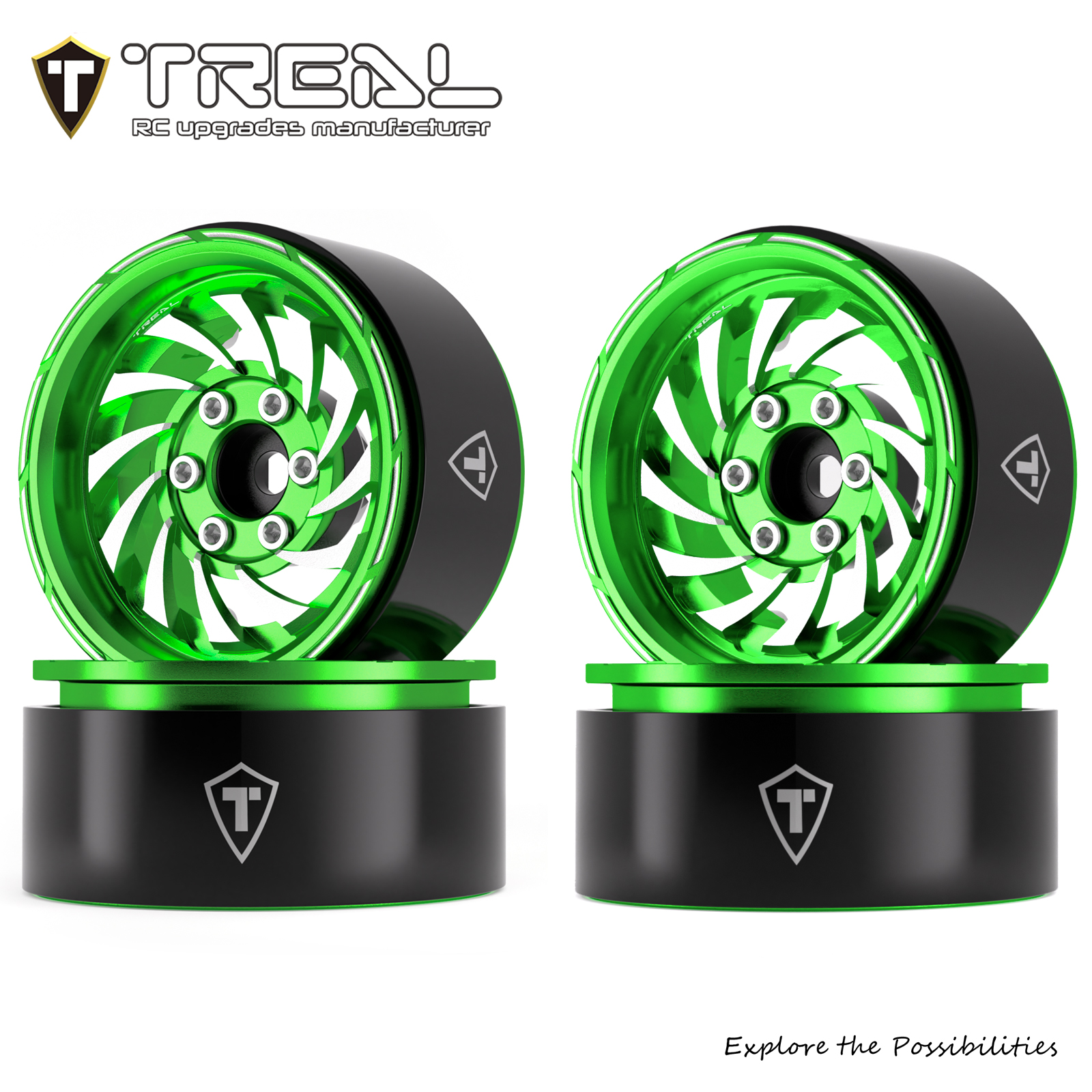 TREAL 1.9 Beadlock Wheels - Cyclone Style CNC Machined Aluminum