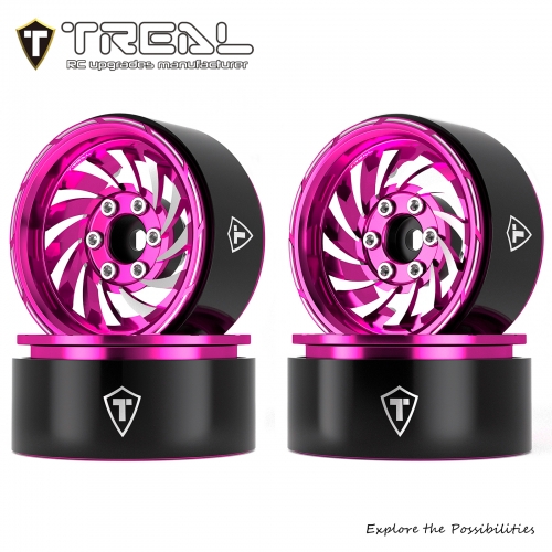 TREAL 1.9 Beadlock Wheels - Cyclone Style CNC Machined Aluminum Rims (4-Pack) for 1/10 RC Crawlers TRX4, SCX10 III, and Ascent