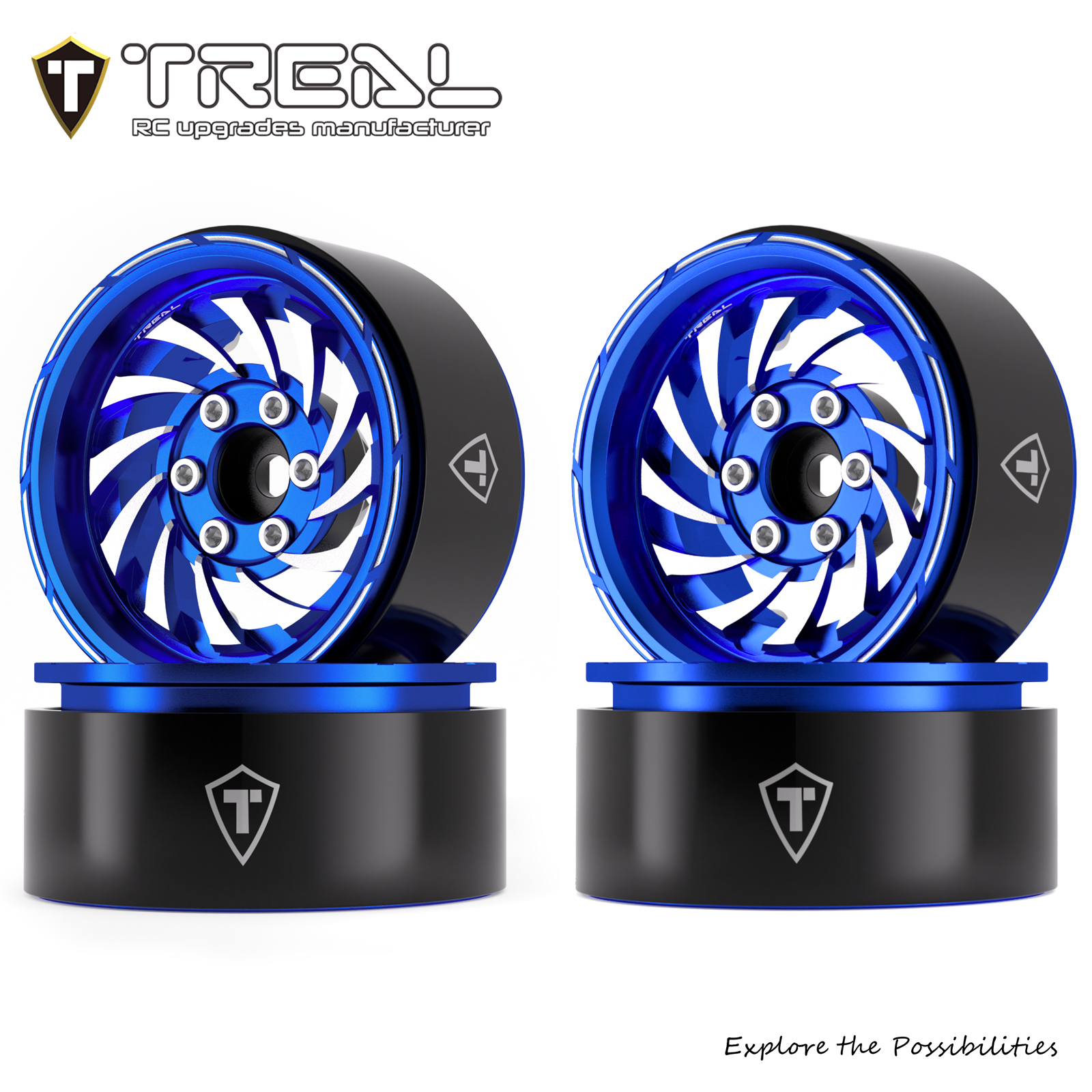 TREAL 1.9 Beadlock Wheels - Cyclone Style CNC Machined Aluminum