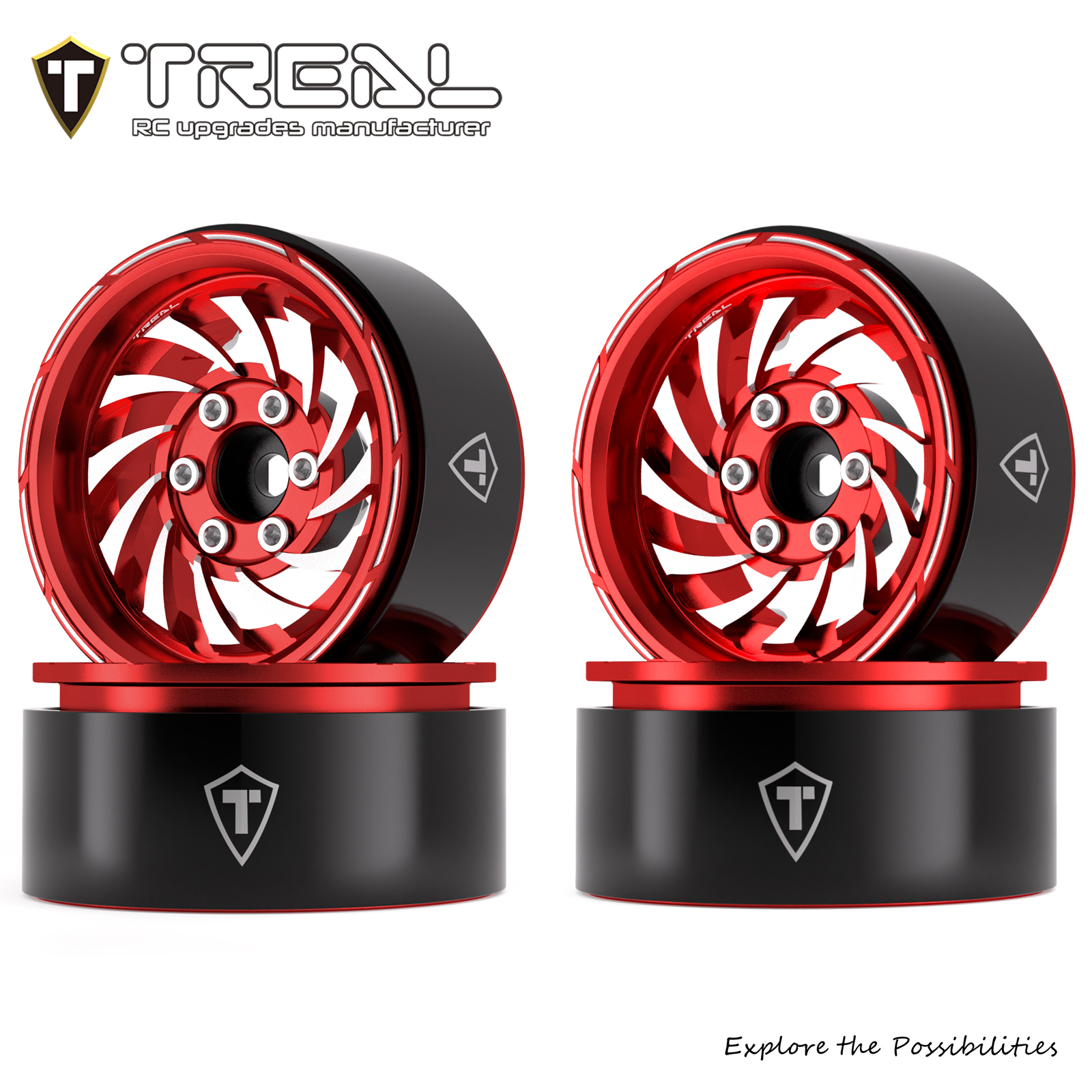 TREAL 1.9 Beadlock Wheels - Cyclone Style CNC Machined Aluminum