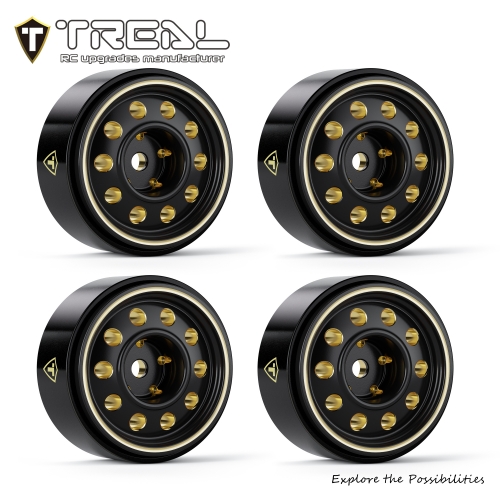 TREAL 0.7" Brass Beadlock Wheels (4Pcs) – 10-Hole Design for Axial SCX30-D