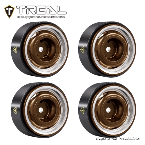 TREAL Aluminum 0.7'' Beadlock Wagon Wheels (4P) for Axial SCX30-Type I