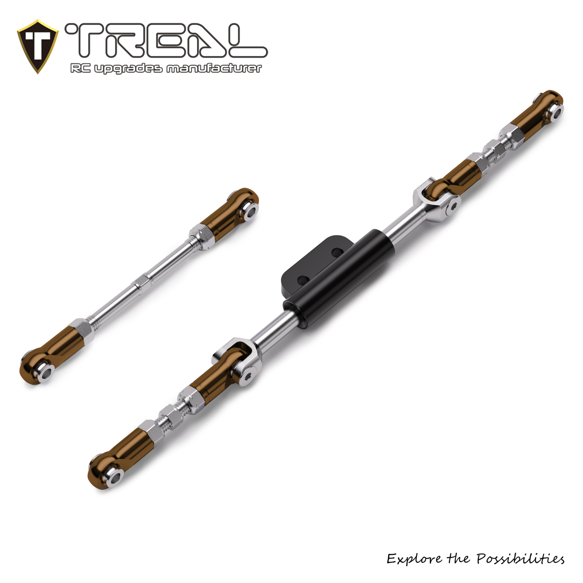 TREAL 7075 Aluminum Front Steering Link Set Drive Linkages for