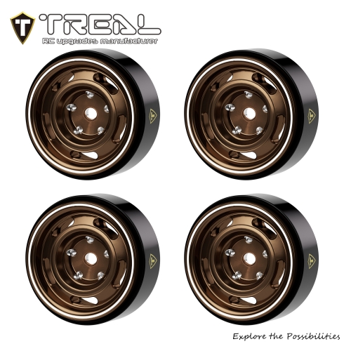TREAL Aluminum Beadlock Wheels (4P) 0.7'' Wheel for Axial SCX30-Type A