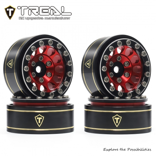 TREAL 1.0 Beadlock Wheels 12 Spokes Classic Rims (4P) for SCX24 AX24 FCX24 TRX4M 1/24 1/18 Crawler Car-Type I