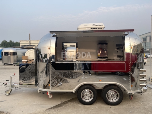 Biaxial coffee trailer, beverage trailer, 380CM, suitable for 1-2 people to work