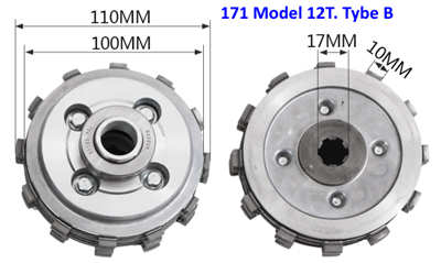 12T. Clutch Drum Type B For 170F 173F Diesel Or 170F Gasoline Engine Powered 171 Model Tiller Cultivator Parts