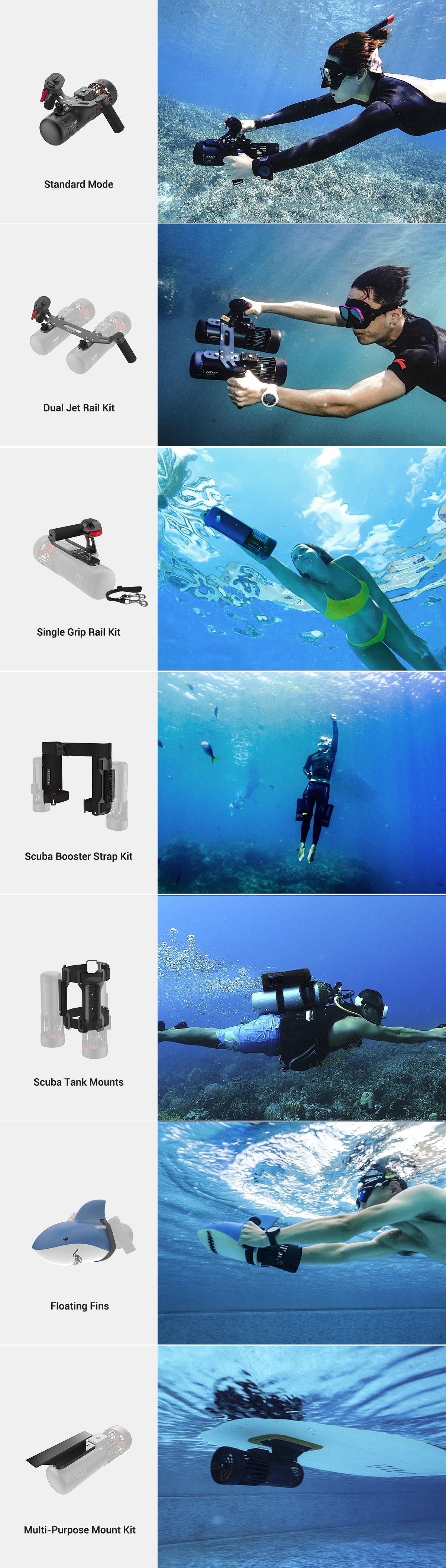 Underwater Thruster Scuba Diving Booster Scooter 3 Speed Switch Seascooter  Jet