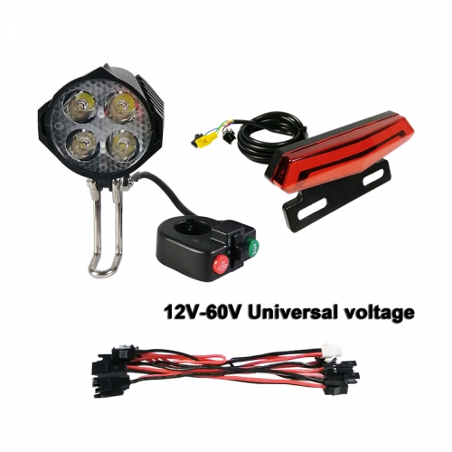 Electric Bicycle Rear Light 36V/48V LED Tail Lamp With 7 LEDs 120cm Cable E-Bike Safety Brake Light For E-Scooter Accessories(SM Connector