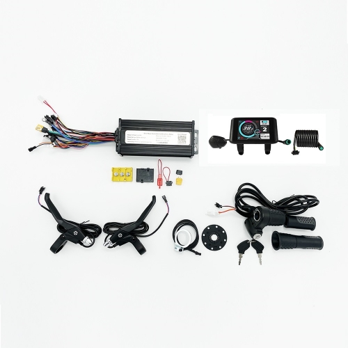 ebike Complete Control System 48V-72V 1500W-3000W 45A 3-mode Sine Wave Controller with UKC1 Color Display Throttle Brake Lever PAS