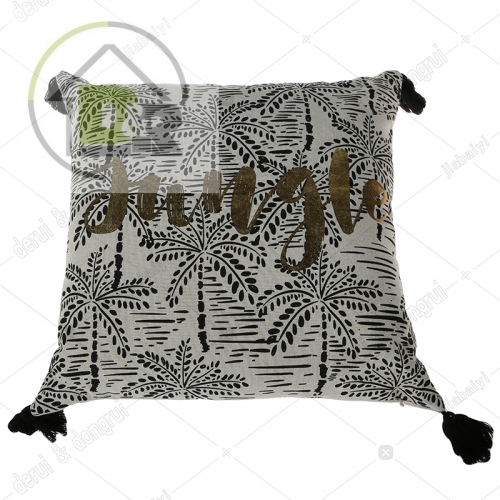 Gold printed imitated linen cushion