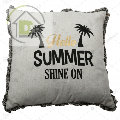 Gold foil print poly-linen cushion