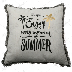 Gold foil print poly-linen cushion