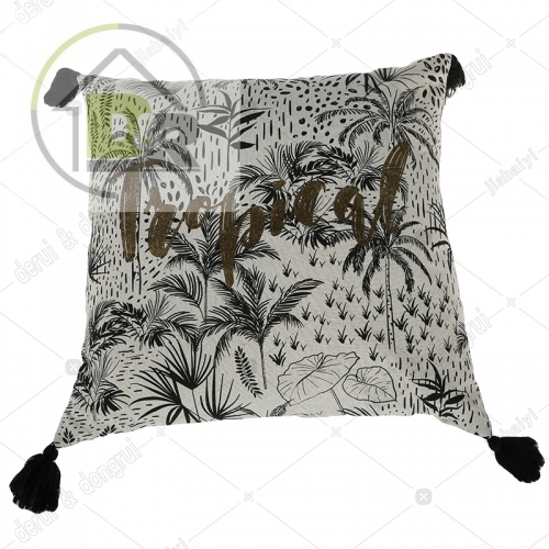 Gold printed imitated linen cushion