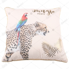 Gold foil printed microfibre cushion