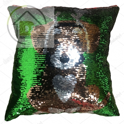 Microfibre with sequin cushion