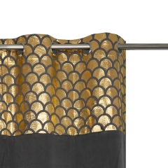 Velvet golden print patchwork curtain