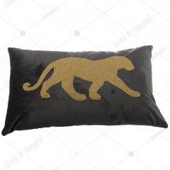 Embroidery leopard on velvet cushion