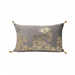 Gold printed velvet cushion