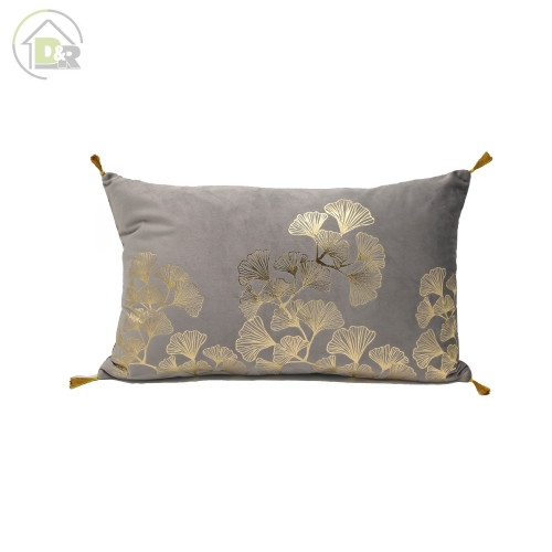 Gold printed velvet cushion