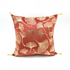 Gold printed velvet cushion