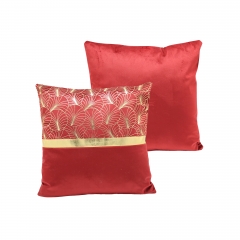 Gold printed velvet patched solid velvet cushion