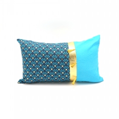 Gold printed cotton patched with cotton cushion