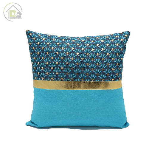 Gold printed cotton patched with cotton cushion