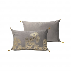 Gold printed velvet cushion