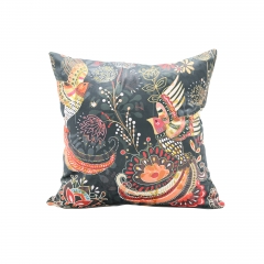 Printed velvet cushion